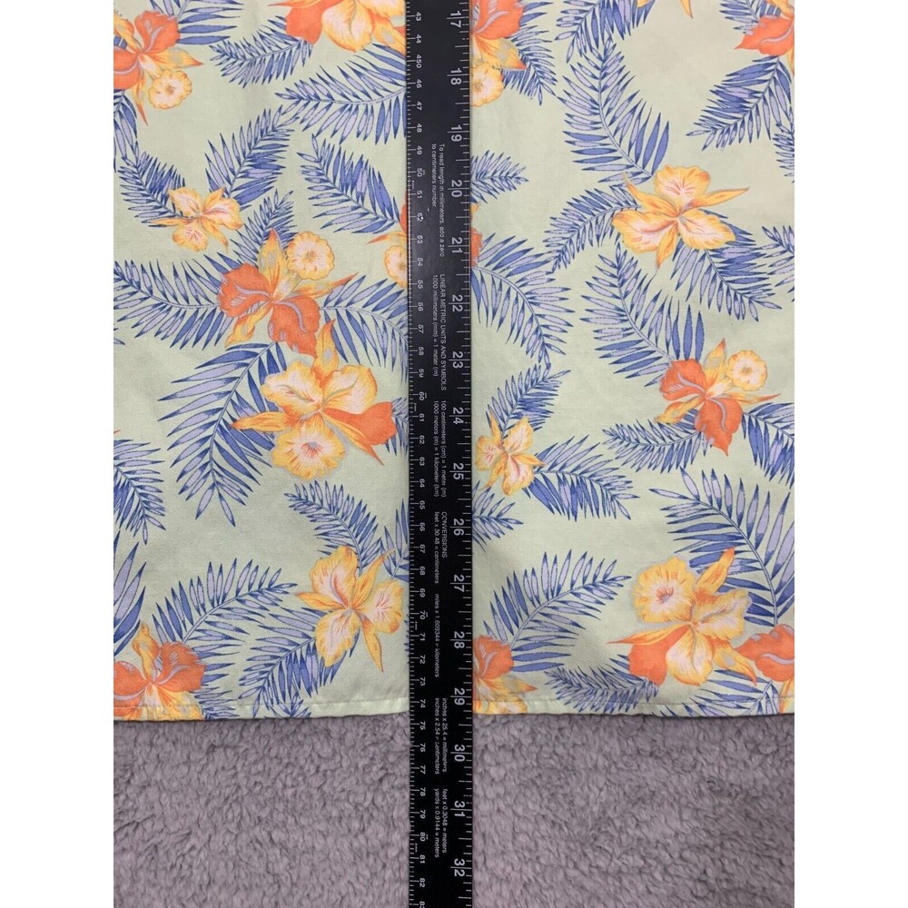 Large (L) Hawaiian Tropical Flowers Print Shirt Silk Cotton Blend Button-down - Picture 10 of 12